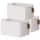 COMFY-HOMI 3PACK Cotton Rope Square Basket with Handles for Shelves|Dog Toy Basket Bin and Storage|Baby Basket for Gif|Shoe basket for Organizing|New13.5" x 11" x 9.5" for Living Room（All White） by TinyTreasures Baby Boutique