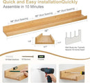 Floating Picture Ledge Shelves 72 Inch Solid Oak Wood Set of 2, Rustic Wall Storage Shelves with Lip, Kids Bookshelf, Photo & Picture Ledge Shelves for Bedroom, Living Room, Kitchen by CozyNest Decor