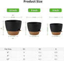 FaithLand 3-Pack Planter Pots, 10 9 8 Inch Self Watering Flower Pots for Indoor Outdoor Garden Plants, Black with Brown by CozyNest Decor