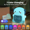 Axolotl Alarm Clock with Night Light for Kids, Rechargeable Silicone Lamp Time to Wake Clock Cute Animal Tabletop Lamp, Perfect Sleep Companion for Boys Girls, Blue by TinyTreasures Baby Boutique