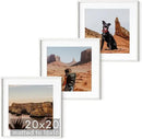 HAUS AND HUES Solid Oak Wood 20”x20” Picture Frames Matted to 16”x16” Set of 3-3 Piece White Square Frames, 20x20 White Picture Frames for Wall, White Frames 20 x 20, Gallery Wall Frame Set by CozyNest Decor