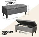 Furniliving Ottoman Bench with Storage, Folding Storage Ottoman Bench with Wood Legs, Upholstered Bedroom Bench with Button-Tufted, Entryway Bench Storage Bench for Bedroom, Linen (Darkgrey) by CozyNest Decor