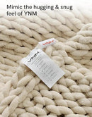 YnM Chunky Throw Blanket, Hand Knitted with Chenille Yarn, Skin Friendly, Ventilated and Breathable, Machine Washable, Home Décor Piece for Couch, Sofa and Bed (Butter Cream, 40x50 Inch) by CozyNest Decor