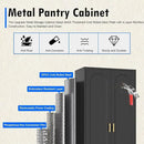 60" Tall Kitchen Pantry Cabinet, Metal Pantry Cabinet with Doors and Adjustable Shelves, Black Utility Storage Cabinet with Handles for Dining Room, Bathroom, Laundry Room - Assemble Required by CozyNest Decor