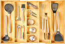 Umilife Extra Large Expandable Kitchen Drawer Organizer for Utensil and Junk, 19" Deep for Big Drawer, 17" to 28" Adjustable Bamboo Wood Drawer Divider, Cutlery Tray, Flatware Holder by CozyNest Decor