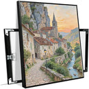 Small town scenery poster on the bank of the mountain stream is suitable for living room bedroom and office natural oil painting poster by CozyNest Decor