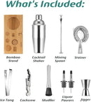 Cocktail Shaker Set, Mixology Bartender Kit 10-Piece Bar Tool Set with Stylish Bamboo Stand, Bar kit: Matini Shaker Mixing Spoon Muddler Jigger Cocksrew for Barware Set by CozyNest Decor