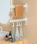 Wall Mount Coat Hanger Holder White Clothes Drying Organizer Rack Garment Hooks Aluminium Retractable Folding Indoor Wall Mounted Hanger Space Saver for Laundry Room Bedroom White 2 Pack with 8 Hooks by CozyNest Decor