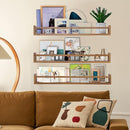AZSKY Light Walnut Nursery Book Shelves 36 in Floating Wall Mounted Bookshelf Kids Room Hanging Shelves Toddlers Toys Books Storage Organizer a Set of 3 by TinyTreasures Baby Boutique
