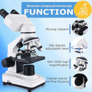 Microscope Magnification 40X-2500X WF25x Eyepieces, Dual LED Illumination, Microscope for Adults, Binocular Microscope for Schools, Homes, Labs, Education by TinyTreasures Baby Boutique