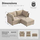 Luxury Modular Sectional Sofa, L-Shaped 3-Seat Couch with Storage Ottoman Deep Seat & Reversible Chaise Lounge Chenille Beige for Compact Spaces, Apartments, Dorm by CozyNest Decor