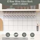Xverycan Wine Glass Rack Under Cabinet, 12 Row Extreme Large Stemware Hanger, Metal Wine Goblet Holder, DIY Bar Glass Storage Rack for Bar Counter, Kitchen, Screws Included by CozyNest Decor