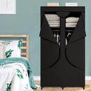 SORCEDAS Portable Wardrobe Closet Storage Organizer Metal Hanging Rack Non-Woven Fabric 34 Inch Black by CozyNest Decor