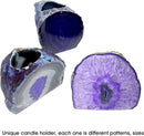 AMOYSTONE Purple Agate Rock Stone Candle Stand Cut Base 1.5-2.5 Lbs for Home Décor by CozyNest Decor