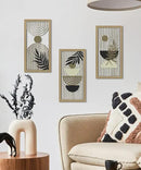 Putuo Decor Boho Abstract Wall Art, Set of 3, Modern Geometric Botanical Wooden Wall Decor, Mid-Century Minimalist Framed Artwork, Neutral Toned Aesthetic Prints, for Living Room, Bedroom, Office by CozyNest Decor