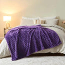 NEWCOSPLAY Super Soft Throw Blanket Purple Premium Silky Flannel Fleece 3D Clouds Stylish Jacquard Lightweight Bed Blanket All Season Use 350GSM (Purple, Throw(50"x60")) by CozyNest Decor