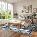 Modern Abstract Blue 5X7 Area Rug for Living Room Bedroom Washable, with Non-Slip Rubber Backing Print Faux Wool Thin, Throw Large Carpet for Kids Playroom Dining Room Pet & Child Friendly by CozyNest Decor