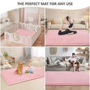 Baby Play Mat for Floor,1.3" Thick Memory foam Tummy Time Mat,79"×158“ Extra Large Soft Coral Velvet Nursery Rug,Non Slip Safe for Crawling,Toddlers,Infants,kids,Tatami Style for Living Room(Pink) by TinyTreasures Baby Boutique