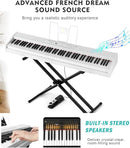 MUSTAR Digital Piano 88 Key Weighted with Stand, 88 Key Semi Weighted Keyboard Piano MEP-1000, Portable Electric Piano Keyboard 88 Keys with Bluetooth Connection, Case, Sustain Pedal, MDF, White by TinyTreasures Baby Boutique