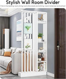 Wall Room Divider, Storage Cabinet Storage Display with Shelves, Modern Freestanding Wood Room Divider Screen, Wall Privacy Screens for Home Decorative (White,35.4" L x 9.5" W x 79.5" H) by CozyNest Decor