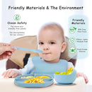 Baby Silicone Feeding Set, 13PCS Baby Self Feeding Set, Toddler Led Weaning Utensils Sets with Suction Bowl and Plate, 3 Set of Baby Spoons and Forks, Adjustable Bid, Sippy Cup with Straw and 2 Lids by TinyTreasures Baby Boutique