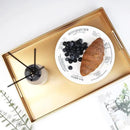 Spsyrine Gold Decorative Serving Tray with Handles, Elegant Plastic Coffee Table Tray for Ottoman, Living Room, Home Decor 15.6" X 10.2" by CozyNest Decor