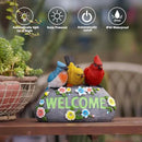 Solar Birds Welcome Sign - Outdoor Bird Decor with Solar LED Lights - Elegant and Charming Figurines for Women, Moms & Garden Enthusiasts by GreenHaven Gardens
