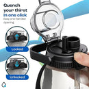 AQUAFIT 64 oz Water Bottle with Time Marker - 2in1 Straw & Chug Lid - BPA Free Big Water Bottle with Straw - Gym Water Bottle with Strap - Water Jug (64 Ounces, Frosty) by CozyNest Decor