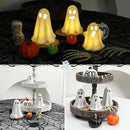 3 Pack Halloween Ceramic Ghost Decor, Light Up Ghost Halloween Decor, Cute Ghost Figurines for Table Tray Fireplace Home Indoor Decoration by CozyNest Decor