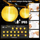 OMIKA Lantern String Lights Plug in- 40ft 40LED 2700K Warm White Mini Lantern Lights Waterproof, Hanging Hemp Rope String Lights Indoor Outdoor with Remote, Timer for Porch Fence Balcony Party Trees by GreenHaven Gardens