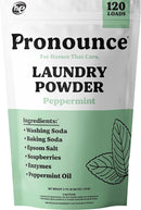 Pronounce Laundry Detergent Powder Alternative | Non-Toxic, Eco-Friendly, Natural for Sensitive Skin, Eczema, and Babies. Stain + Smell Fighting. HE Safe (Peppermint, 120 Loads) by TinyTreasures Baby Boutique