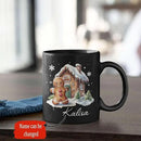 Personalized Christmas Gingerbread Black Cup, Christmas Gingerbread House Design Mug, Customized Name Christmas Coffee Cup 11oz 15oz, Custom Xmas Themed Ceramic Mug, Gift For Son Daughter by CozyNest Decor