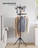 SONGMICS 2-Tier Clothes Drying Rack, 72-Inch Folding Laundry Drying Rack with 3 Rotatable Arms for Hangers, 24 Clips, Stainless Steel, for 27 Pieces of Clothes, Black ULLR512B01 by TinyTreasures Baby Boutique