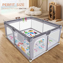 Baby Play Mat - Thicken 71x59 Inch Soft Foam Crawling Mat for Playpen & Floor, Non-Slip Waterproof Playmats for Infants & Toddlers, Portable Foldable & Machine Washable, Dinosaur & Letters by TinyTreasures Baby Boutique
