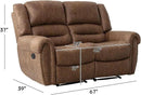 CANMOV Faux Leather Manual Loveseat Recliner, 2 Seat Reclining Chair, Overstuffed Comfortable Arms and Back Recliner Chair, Couch Set for Living Room, Bedroom Furniture, Office,Nut Brown by CozyNest Decor