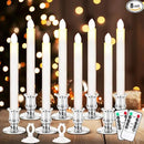 8 Pack Christmas Window Candles, Battery Operated with Timer Remote, LED with Candle Holders Suction Cups, Flickering for Christmas Decorations, Silver by GreenHaven Gardens