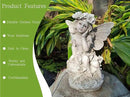 MeritMode 12.8" Fairy Garden Outdoor Guardian Angel Statue - Waterproof Resin with Flower Base, Unique for Patio, Balcony & Yard Decor by GreenHaven Gardens
