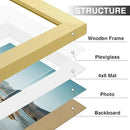 Vittanly 6x8 Picture Frames Set of 9, Shatter Resistant Plexiglass, Display 4x6 Pictures with Mat or 6x8 without Mat, Photo Frames for Wall or Tabletop, Engineered Wood, Gold by CozyNest Decor