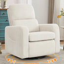 Swivel Rocker Recliner, Oversized Manual Nursery Glider Rocking Recliner Chair with Removable Cushion, Upholstered Swivel Reclining Chair for Nursery Living Room Bedroom, Corduroy White by TinyTreasures Baby Boutique