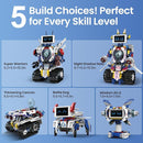 5-in-1 STEM Robot Building Kit for Kids Ages 8-16, Remote & App Controlled, Rechargeable Engineering Learning DIY Coding Toy, Educational Building Blocks Gift for Girls & Boys (603 PCS) by TinyTreasures Baby Boutique