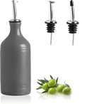 Sweejar Ceramic Olive Oil Dispenser Bottle, Opaque Oil Cruet Protects Oil to Reduce Oxidation, Suitable for Storage Oil, Vinegar, Coffee Syrups & Other Liquids, Pack of 1, 15.5 Fl Oz (Dark Grey) by CozyNest Decor