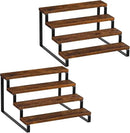 Giikin 4 Tier Spice Rack, Set of 2 Wooden Spice Rack for Countertop, Kitchen Counter Storage Shelves Cupcake Stand Holder Display Stand, Rustic Brown by CozyNest Decor