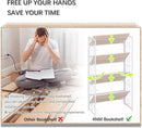 4NM No Assembly 4 Tiers Folding Bookshelf, 47.2" H Foldable Storage Shelves Vintage Bookcase Standing Racks Study Organizer Home Office - Natural White by CozyNest Decor