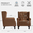 High Back Accent Chairs Set of 2,Upholstered Faux Leather Wingback Armchairs with Solid Wood Legs for Small Spaces,Comfy Single Sofa Chairs for Living Room,Bedroom,Office-Brown by CozyNest Decor