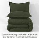 Litanika Dark Olive Green California King Comforter Set - 3 Pieces Cal King Lightweight Summer Soft Solid Bed Comforter, Oversized Fluffy Down Alternative Bedding Set (104x96In, 2 Pillowcases) by CozyNest Decor