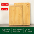 Chopping Board Set of 2 - Wooden Cutting Boards for Kitchen Meal Prep & Serving - Bamboo Wood Cutting Board Set - Charcuterie & Chopping Butcher Block for Meat - Kitchen Gadgets Gift by CozyNest Decor