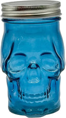 Generic 14 oz Colorful Skull Glass Mason Jar – Mix & Match 7 Vibrant Colors, Large & Durable! (Blue) by CozyNest Decor