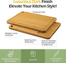 Chopping Board Duo 2-Pcs Natural Bamboo With Juice Channels & Knife-Friendly Finish For Versatile Kitchen Use, Ideal Charcuterie & Chopping Multi-Use by GreenHaven Gardens