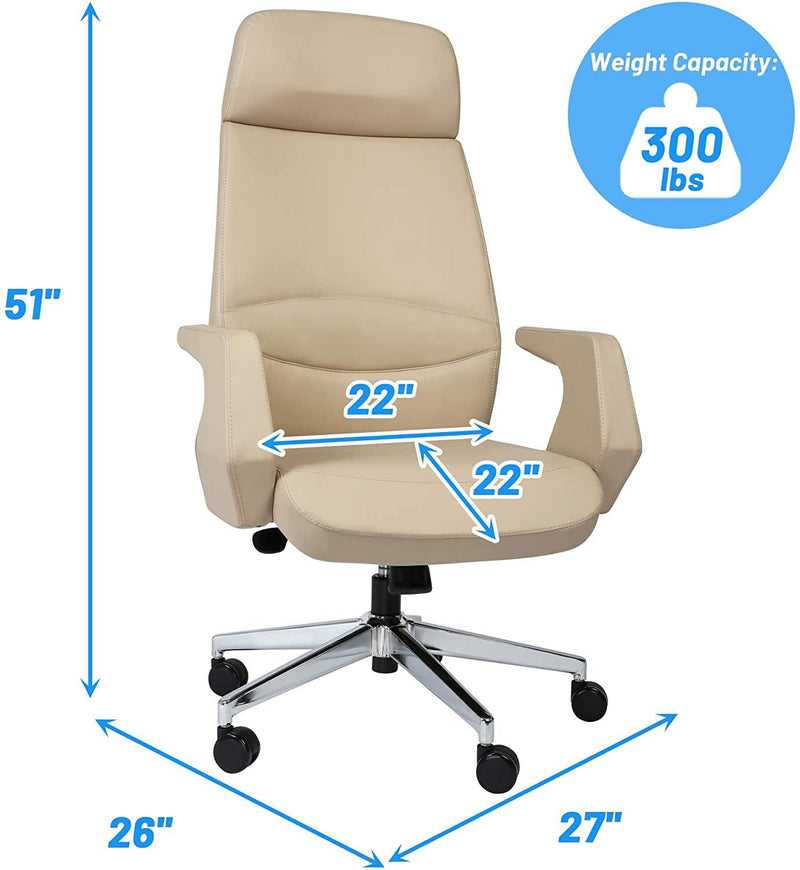 Executive Office Chair Ergonomic Leather High Back Heavy Duty Chair Padded Armrests Lumbar Support Lock Position