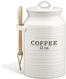 Barnyard Designs Coffee Canister for Kitchen Counter, Decorative Ceramic Coffee Container, Rustic Farmhouse Canister Jar, White (Coffee) by CozyNest Decor